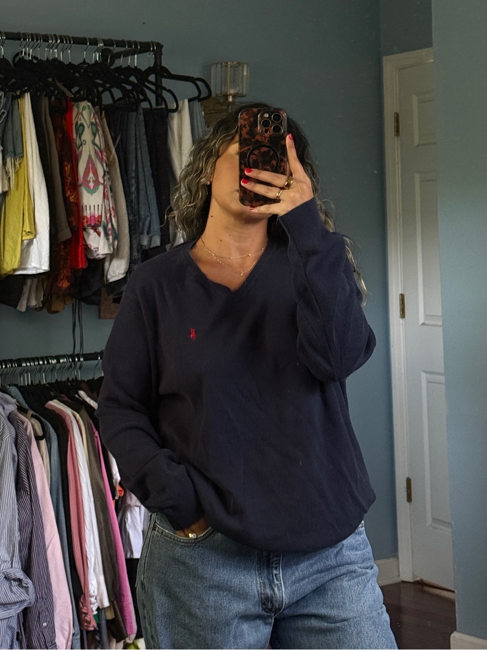 Navy Polo Ralph Lauren V Neck Long Sleeve